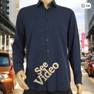 👛 (ANY 2/$20) Men’s BRITCHES Cotton/Polyester Long Sleeved Shirt Blue Striped